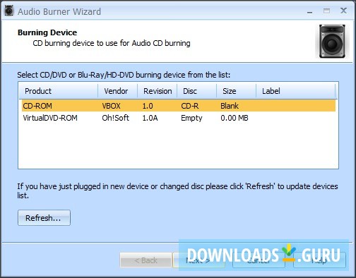 Burning Device Selection