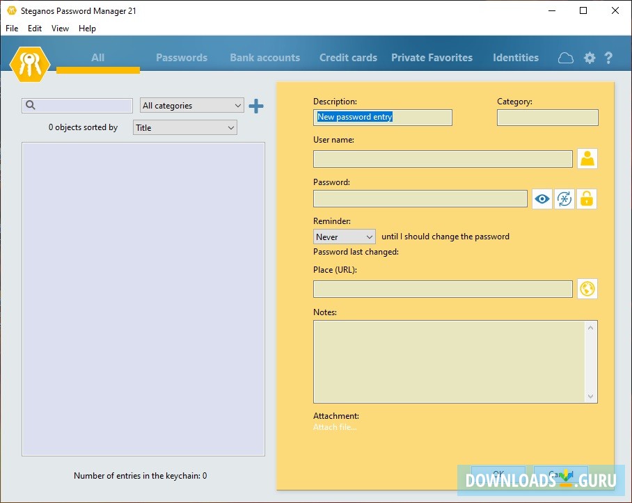 Create New Password Entry