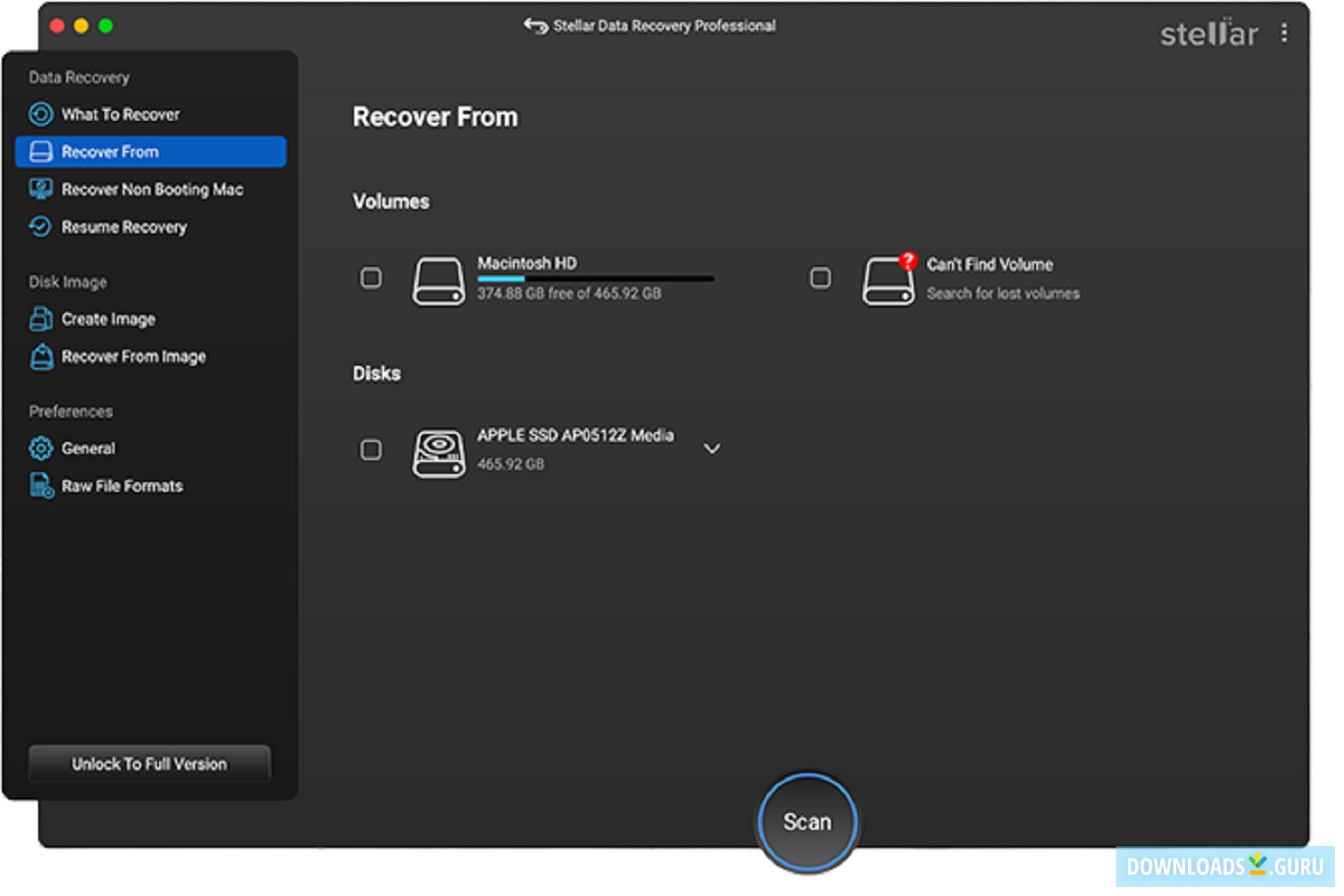 Select the storage drive where the data got lost.