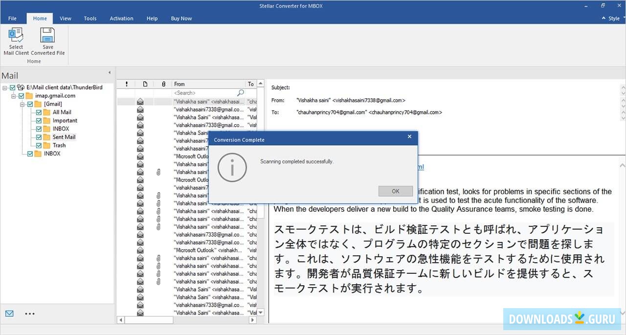 Choose the mail client from the drop-down, select the MBOX file or Identity folder, and click ‘Convert.’