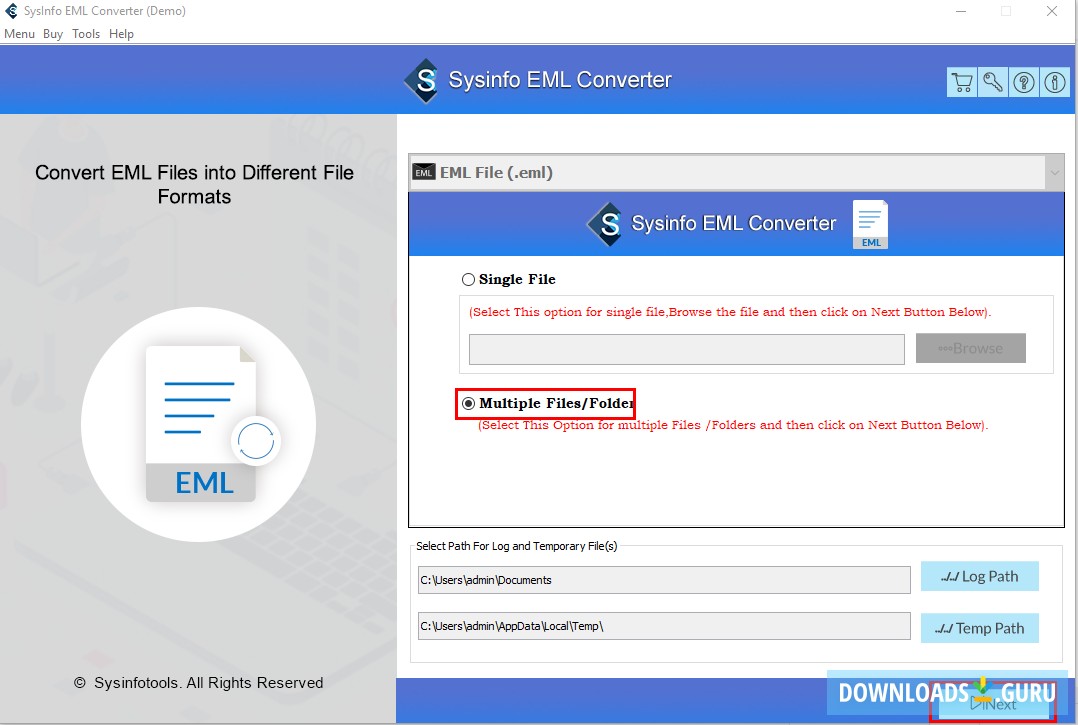 Sysinfo EML to PST Converter