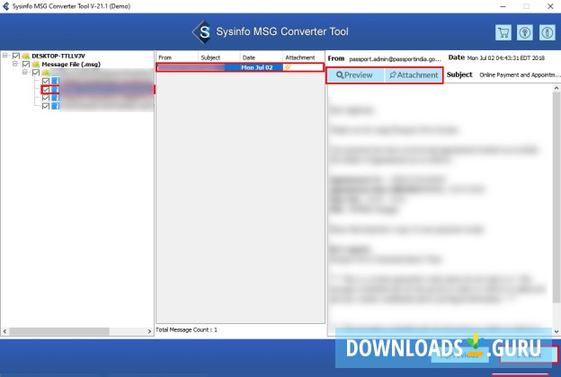 Sysinfo MSG to PST Converter