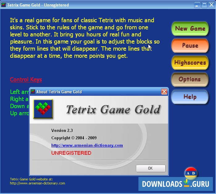 Tetris Game Gold