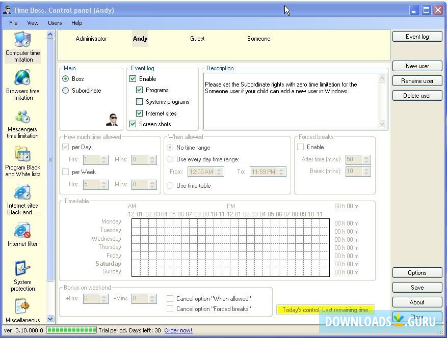 Time Boss Pro 3.36.004 download the new version