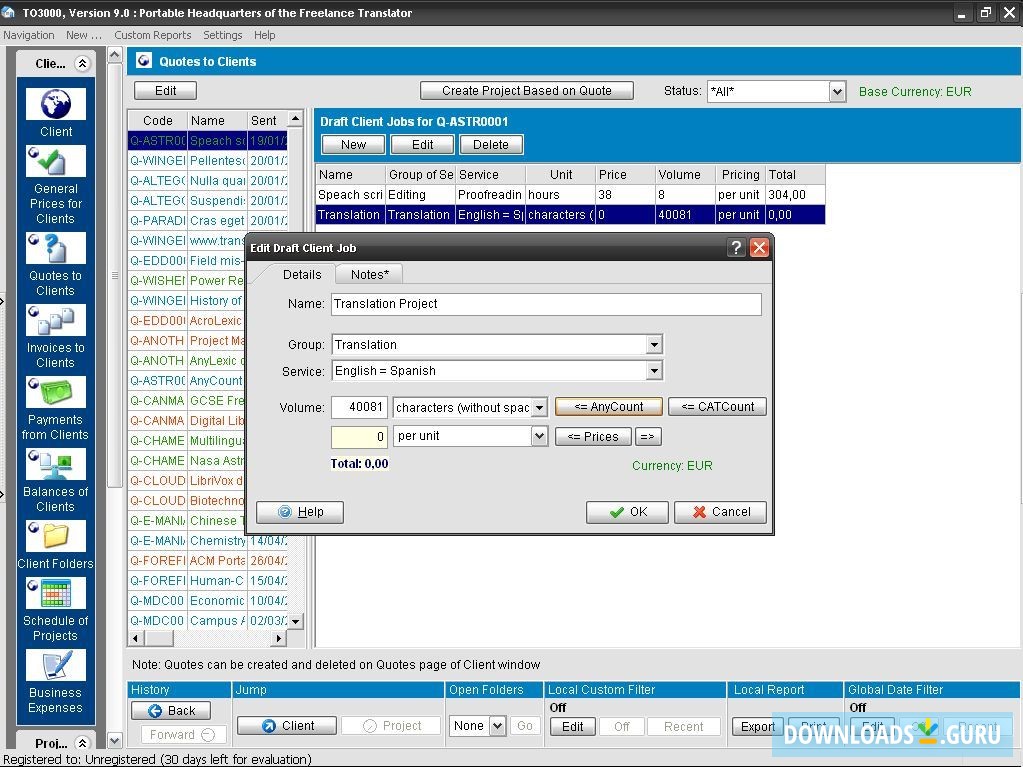 Translation Office 3000-Counting feature