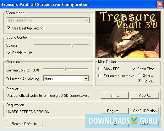 Treasure Vault 3D Screensaver