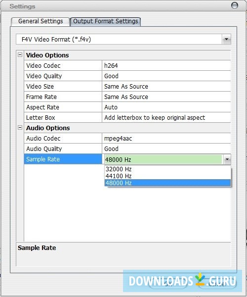 Output Format Settings