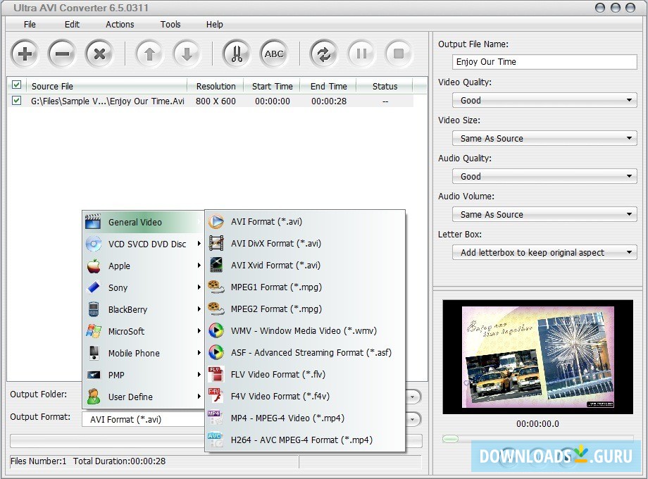 Select Output Format