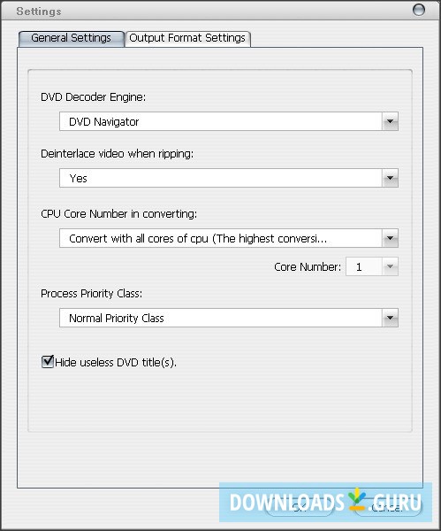 Settings Window - General Settings Tab