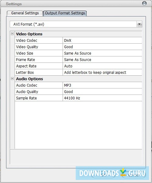Output Format Settings