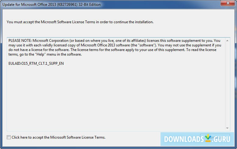 Update for Microsoft Office 2013 (KB2726961) 32-Bit Edition