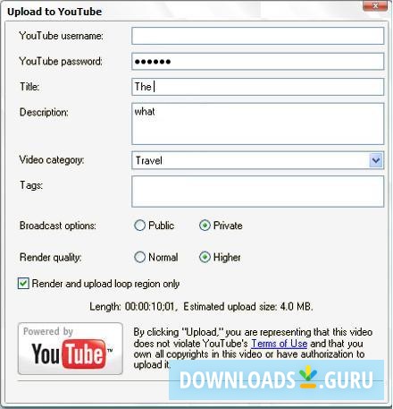 YouTube Upload wizard