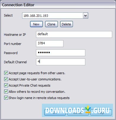 Server connection editor