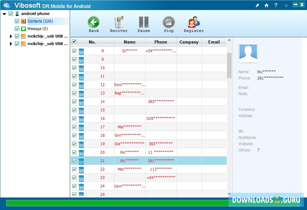 Scan Results - Contacts