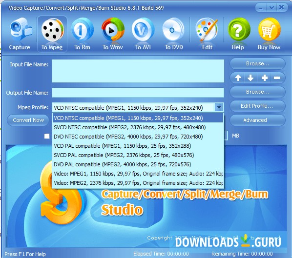 Video Capture Convert Split Merge Burn Studio