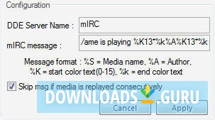 WMPmIRC Plugin for Windows Media Player