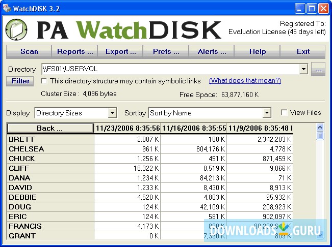 WatchDISK Disk Space Tracker