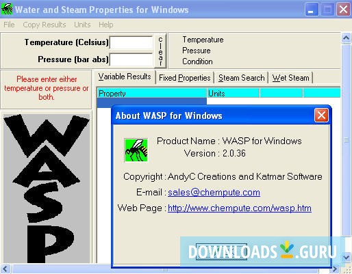 Water And Steam Properties for Windows
