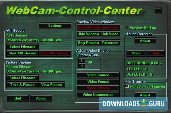 WebCam-Control-Center