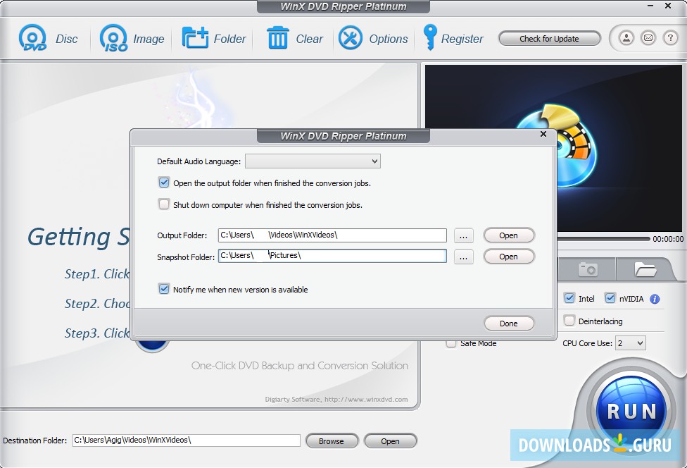 Options tab
