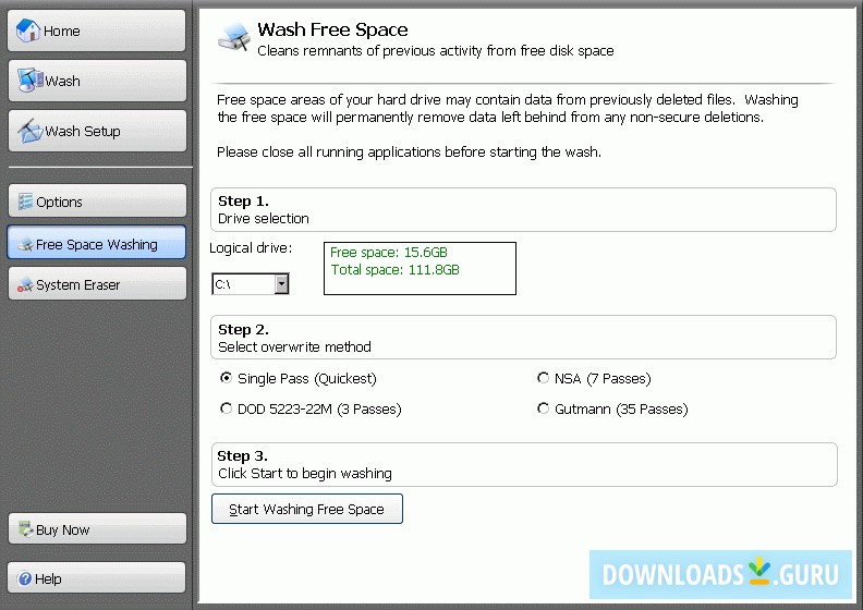 Wash frre space window