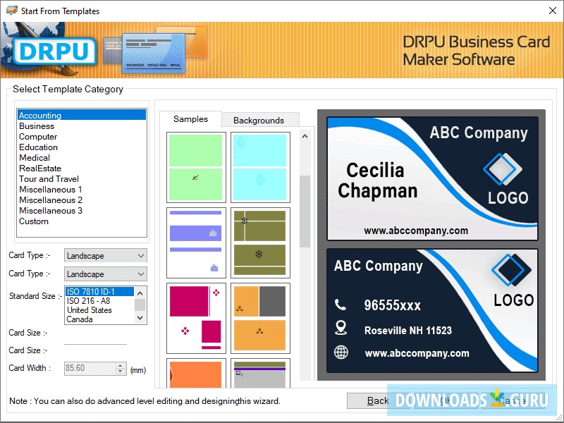 Windows Business Cards Printing Tool