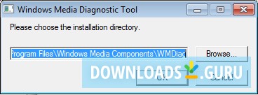 Window to chose the installation directory