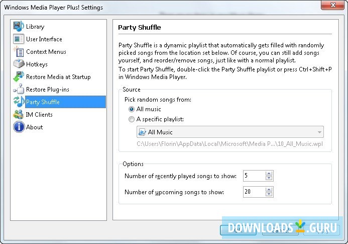 Settings Window