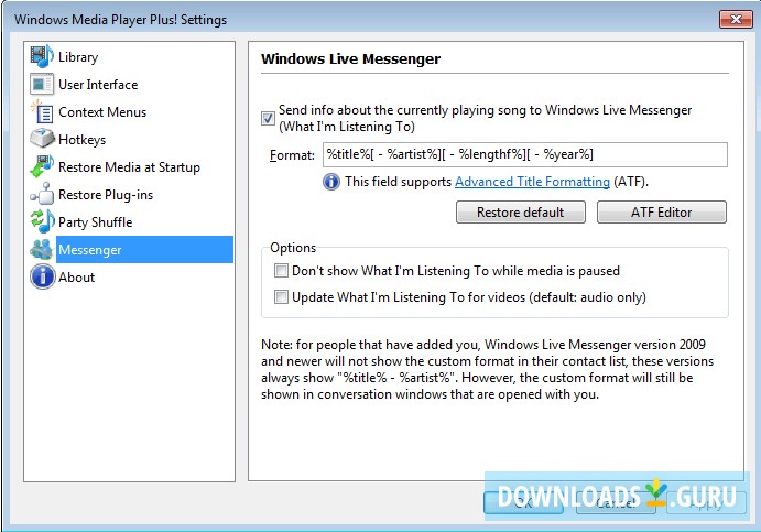 Windows Live Messenger Settings
