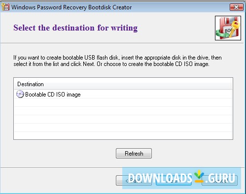select destination for writing