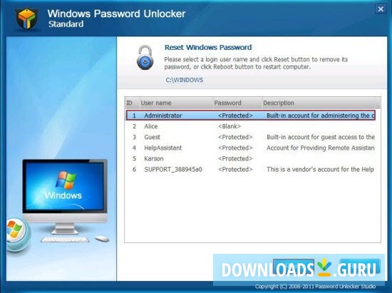 Download Windows Password Unlocker Standard for Windows 10 ...