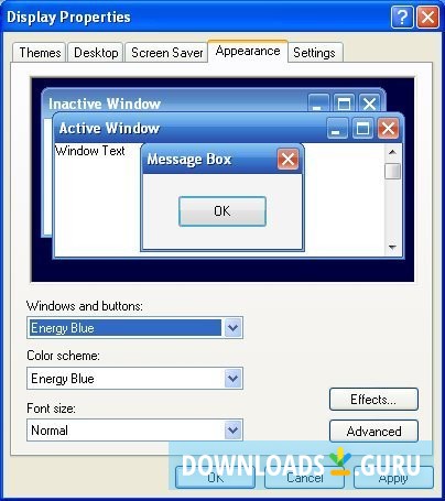 Windows XP Energy Blue Theme Pack