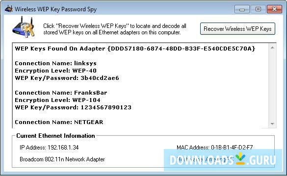 Wireless WEP Key Password Spy