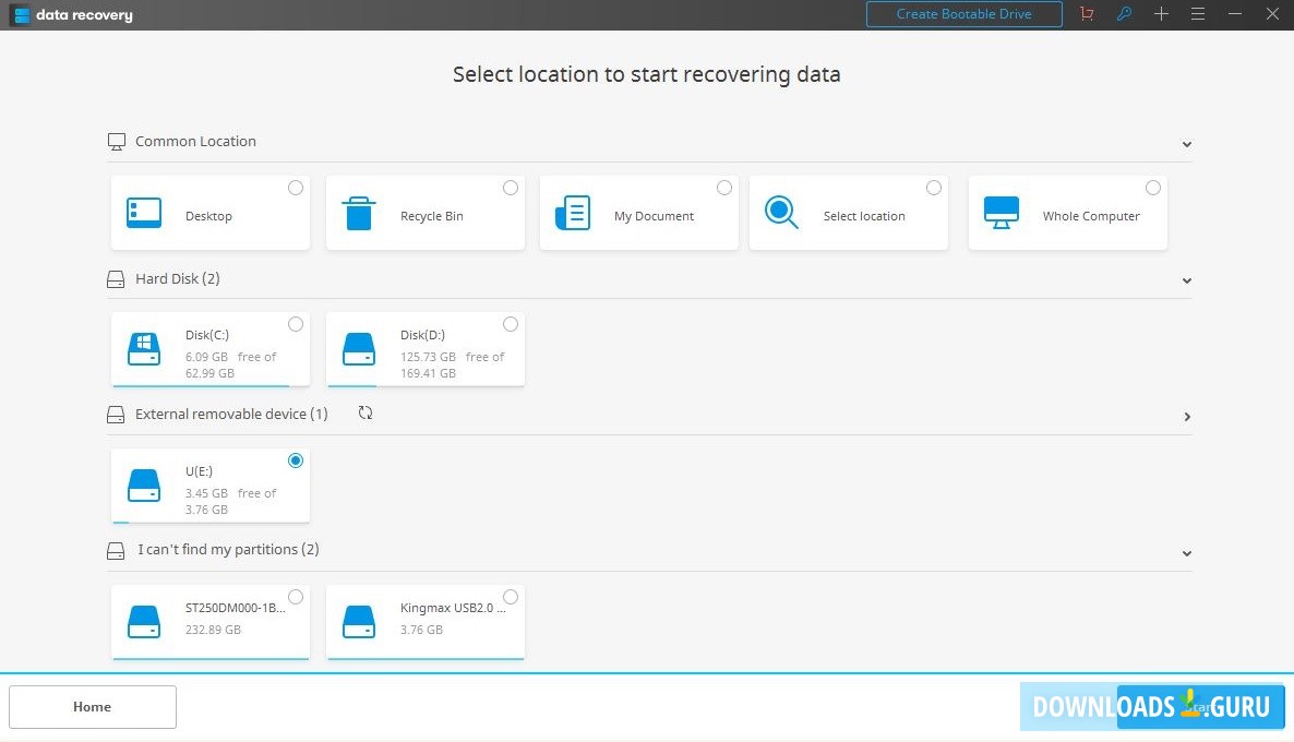 Selecting Scan Location