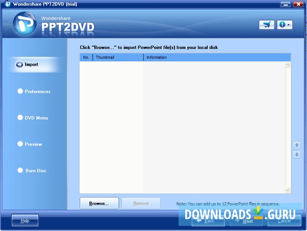 Import PPT files option.