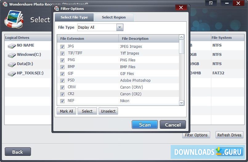 Drive Selection - Filters