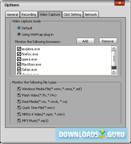 Options - video capture