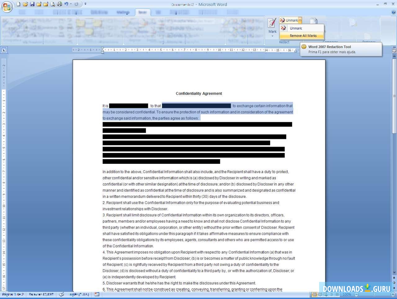 Word 2007 Redaction Tool