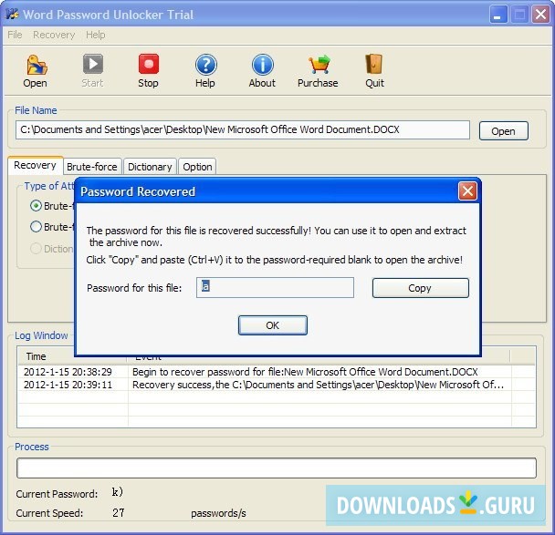 Password recovered (test passed)