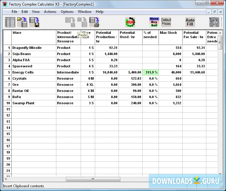 X3 Factory Complex Calculator