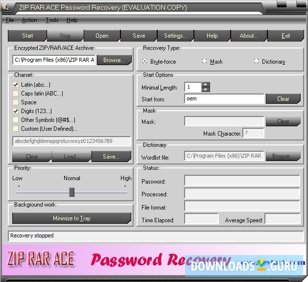 ZIP RAR ACE Password Recovery