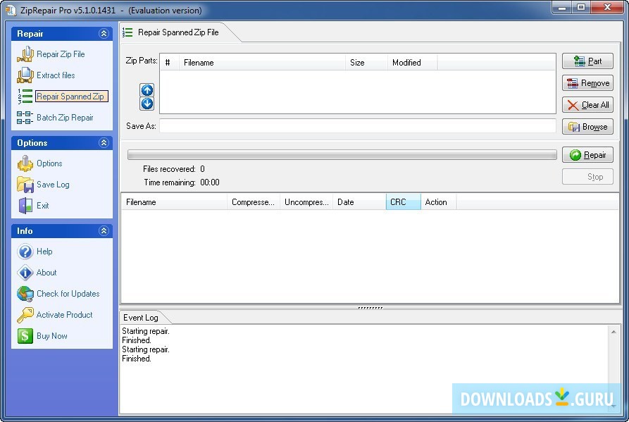 Repair Spanned Zip File