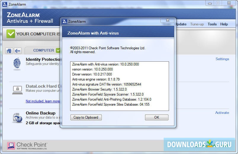 zonealarm antivirus update download error