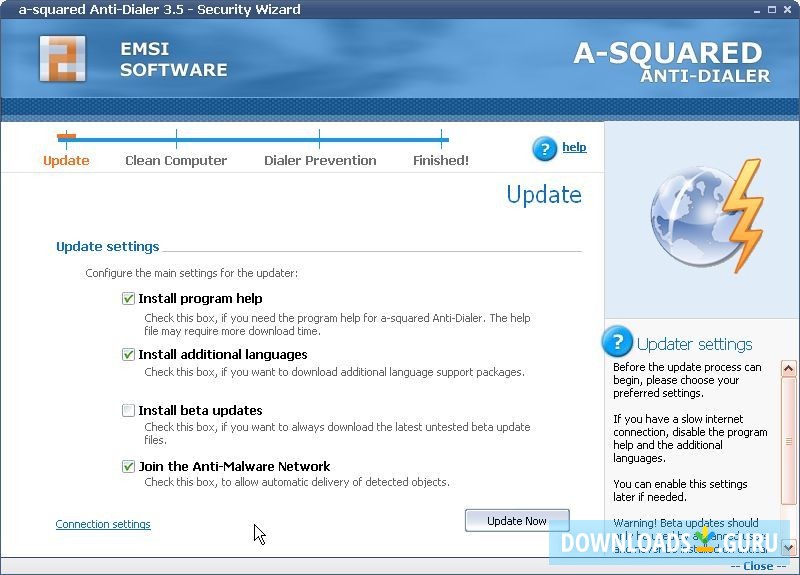 Update settings