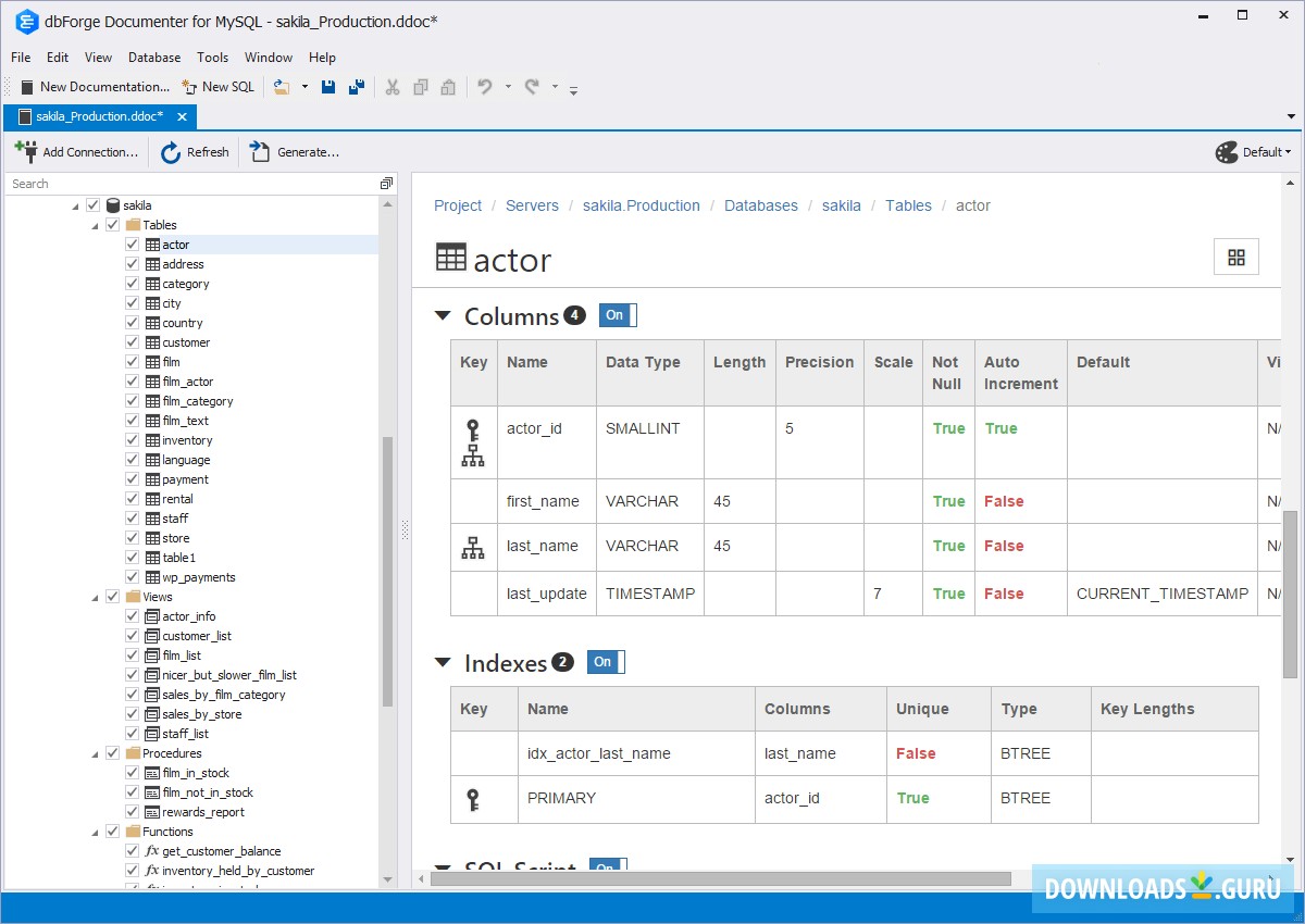 dbForge Documenter for MySQL