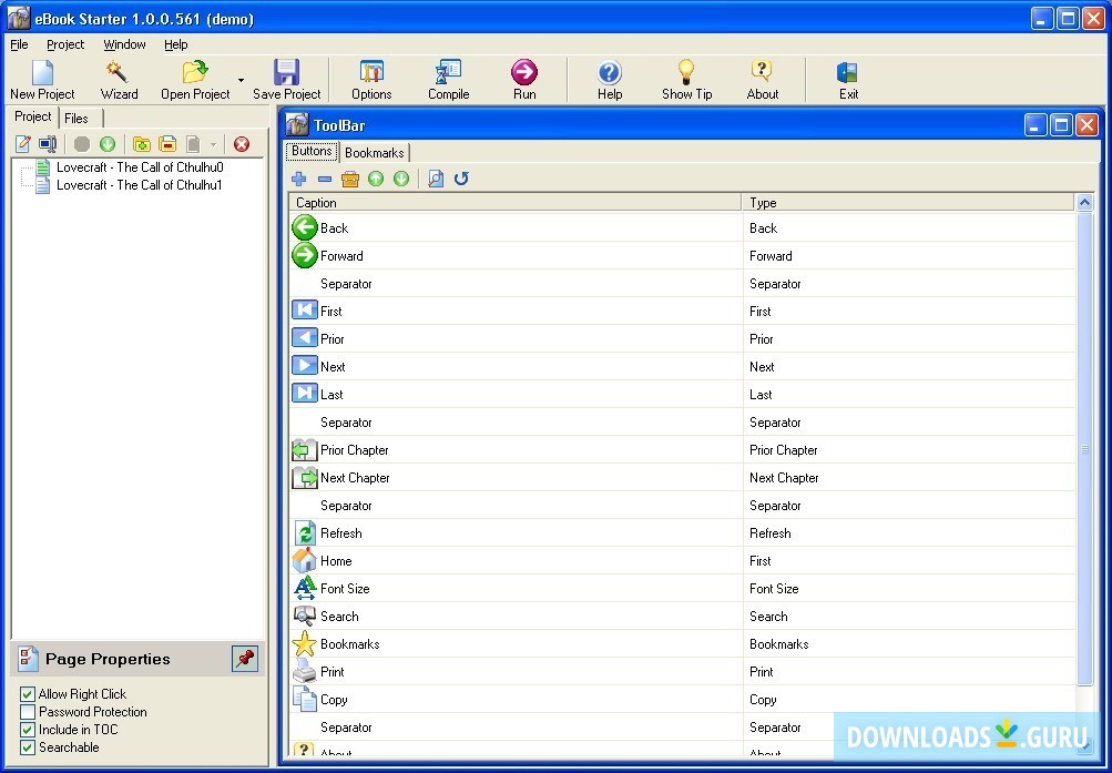 Toolbar Design Settings