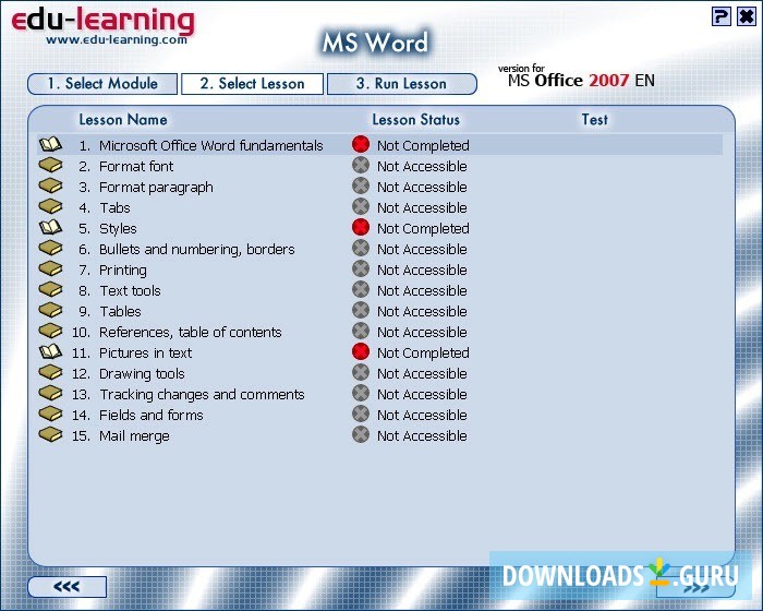 At least 15 lessons on MS Word alone