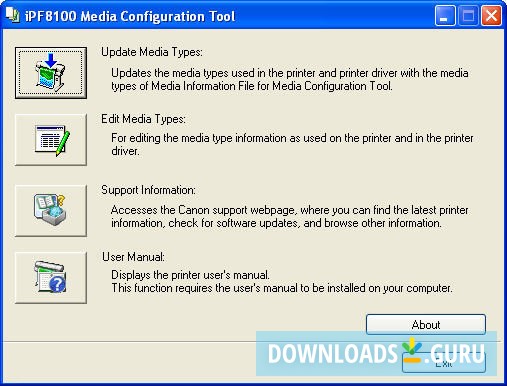 iPF8100 Media Configuration Tool