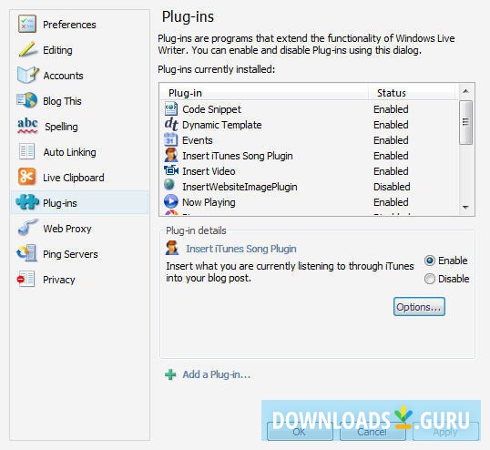 iTunes Plugin for Windows Live Writer